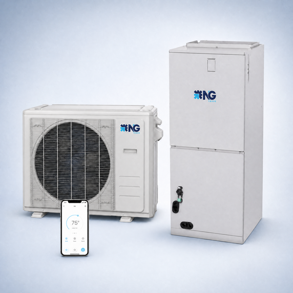 EZ Central 24,000 BTU Ducted Mini Split Heat Pump System, Air Handler + Condenser, 115/220V, R-454B, 18.1 SEER2